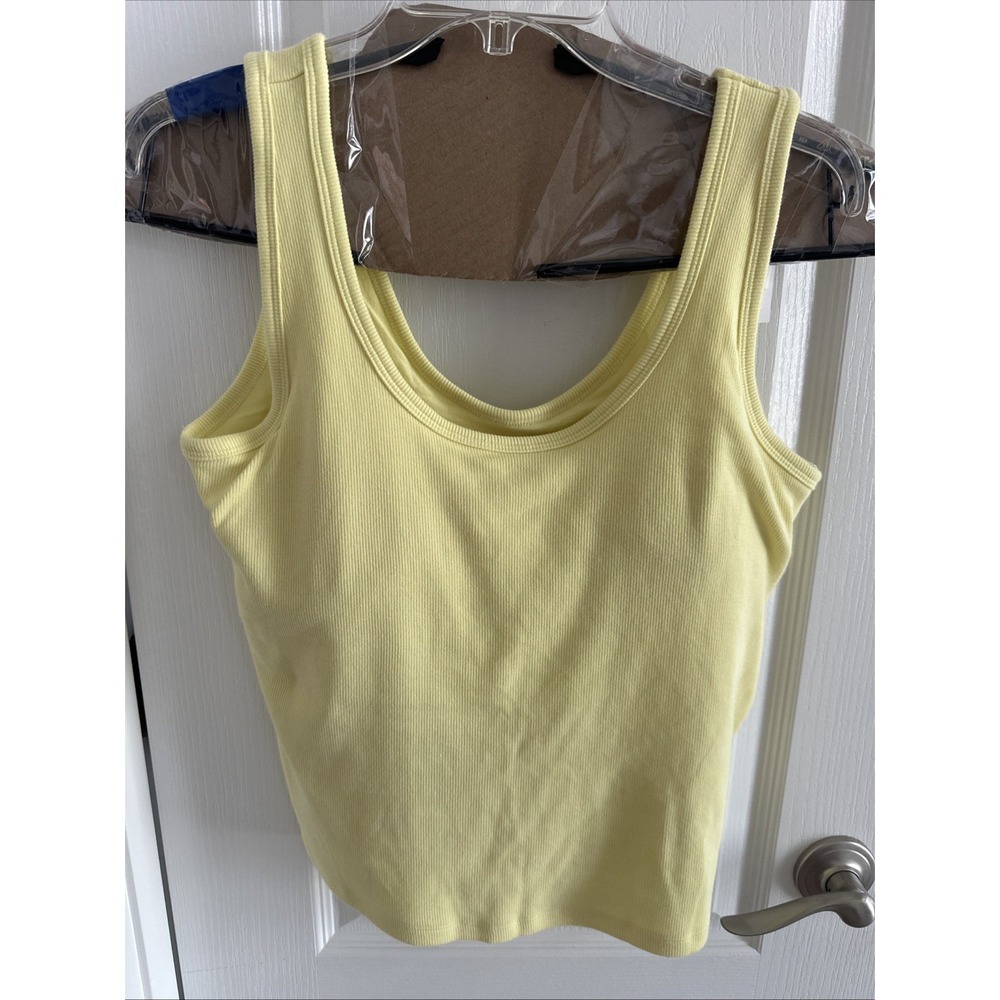 Abercrombie and Fitch Yellow Ribbed Scoop Neck Tank Built in Bra New W/Tags XL